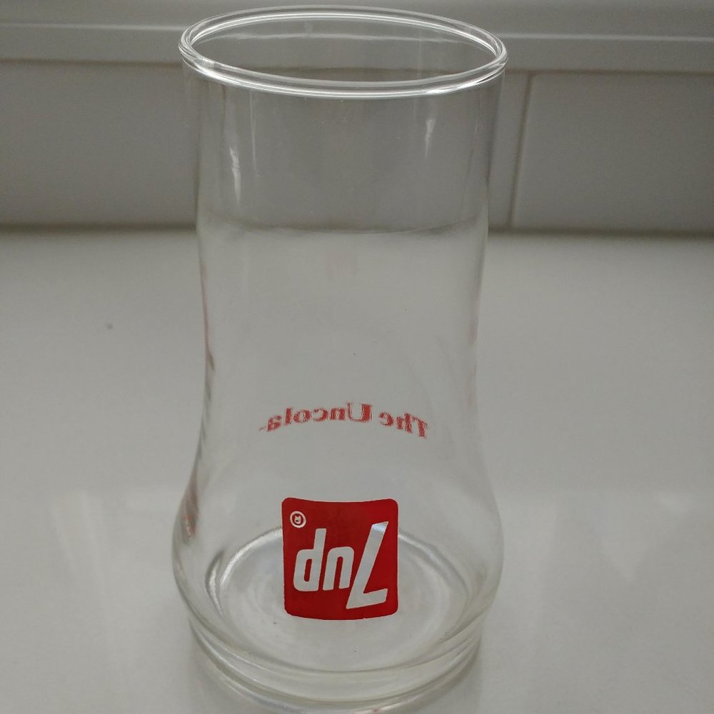 Vintage 7up upside-down glass cup tumbler